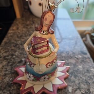 Blue Sky Cheerful Cake Holder - Pink and Gold